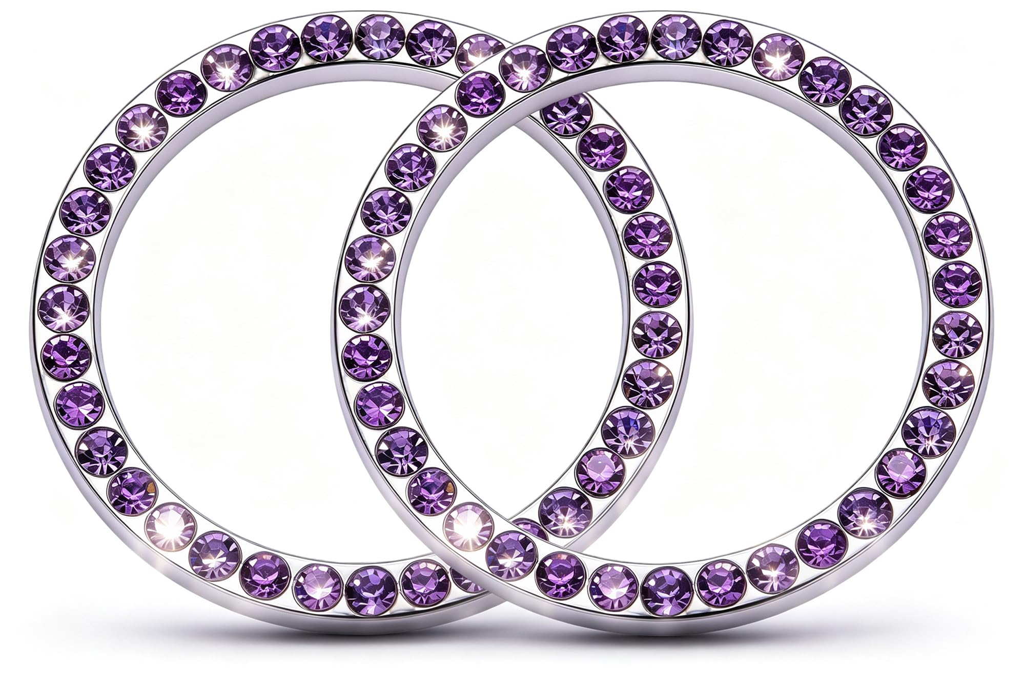MEAJOO 2 PCS Crystal Rhinestone Car Engine Start Stop Decoration Ring, Bling Pus