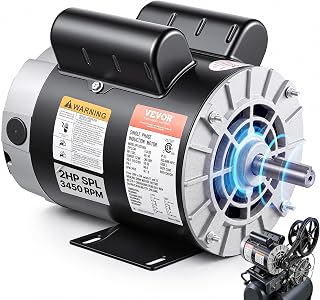 VEVOR 2HP Air Compressor Electric Motor, 115/230V, 20/10 Amps, 56 Frame 3450RPM, 5/8" Keyed Shaft, 1.88" Shaft Length, Single Phase, CCW/CW (Factory Setting is CCW)