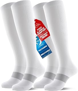 PULIOU Compression Socks for Women and Men, 20–30 mmHg Graduated Compression, All-Day Comfort Circulation Knee High Flight Socks for Flying, Travel, Sport, Nurses, 2 Pairs