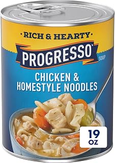 Progresso Rich & Hearty Chicken & Homestyle Noodles Canned Soup, 19 oz | White Meat Chicken, Egg Noodles, Carrots & Celery, No Artificial Flavors, No Colors From Artificial Sources