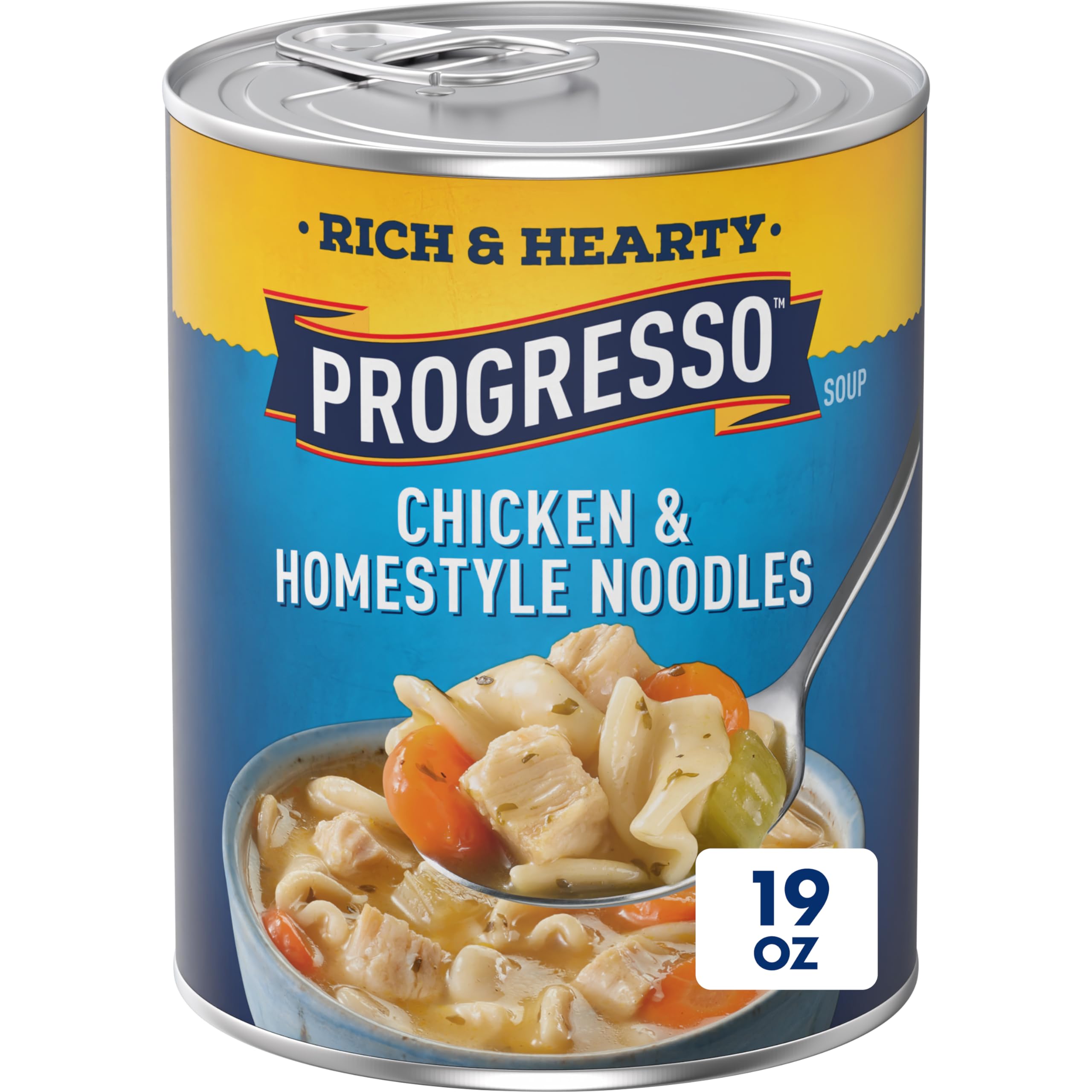 Progresso Rich & Hearty Chicken & Homestyle Noodles Canned Soup, 19 oz | White M
