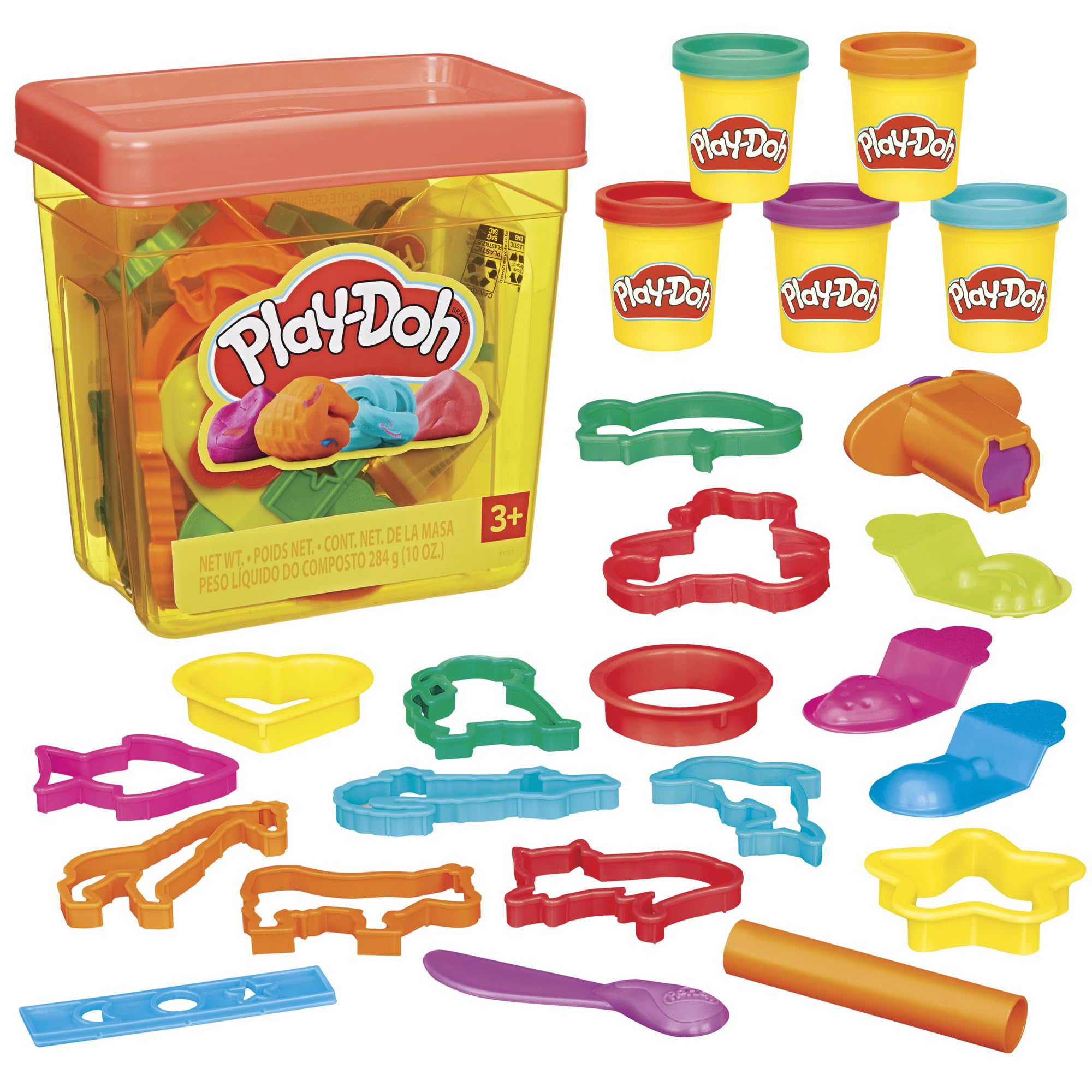 Play-Doh Fun Tub Set, 19 Accessories & Reusable Storage Container, Preschool Toy