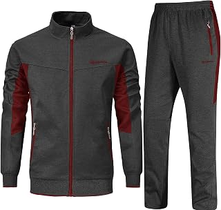 BGOWATU Men's Tracksuit Athletic 2-piece set Casual Full Zip Running Suits Set Long Sleeve Sports Sweatsuits