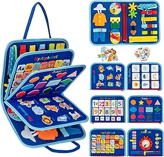 Toddler Busy Board Montessori Toys, Sensory Busy Book for 3 4 5 6Year Old | Montessori Toys , Preschool Learning Activities with Life Skills, Toddler Travel Toys，Educational Activity Developing Sensory