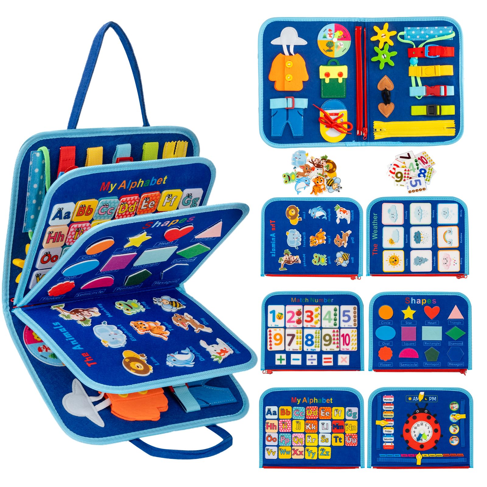Toddler Busy Board Montessori Toys, Sensory Busy Book for 3 4 5 6Year Old | Mont