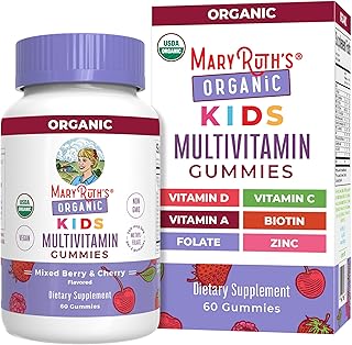 MARYRUTH'S USDA Organic Multivitamin Gummies, Ages 4+, Kids Vitamins, 60ct | 1 Month Supply, Vegan, Only 2 Gummies a Day, Non-GMO