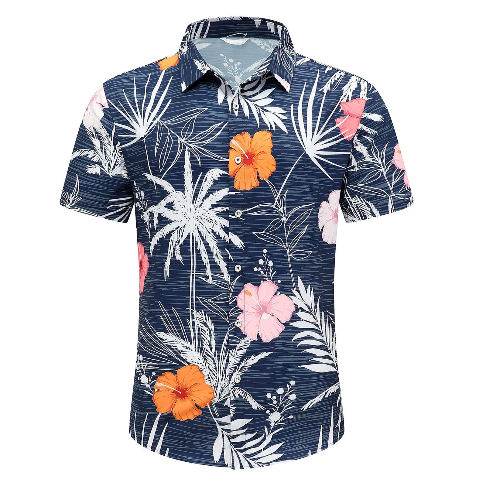 Men's Vintage Hawaiian Shirt Short Sleeve Button Down Beach Tropical Floral Summ