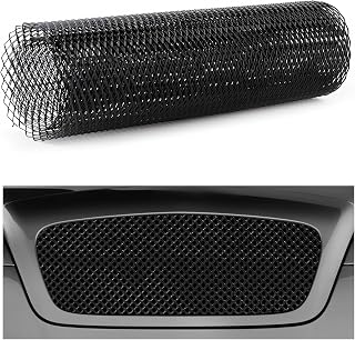 LSKASELUE 40"x13" Car Grill Mesh, Trimmable Aluminum Alloy Screen Mesh with 4x8mm Rhombic Hole, Auto Exterior Grille Insert Multifunctional Sheet for Front Bumper Hood Air Vent