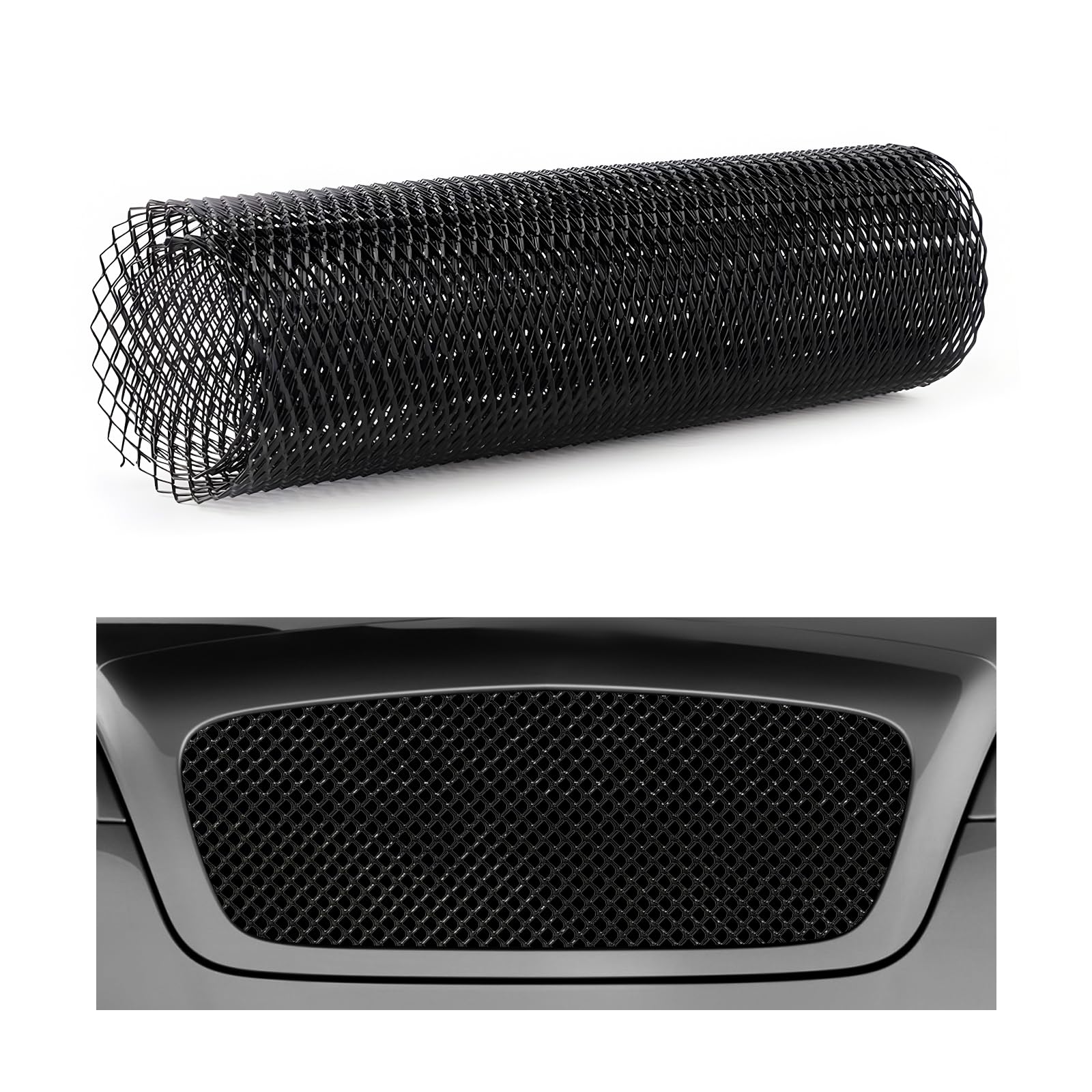 LSKASELUE 40"x13" Car Grill Mesh, Trimmable Aluminum Alloy Screen Mesh with 4x8m