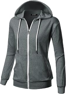GIVON Women's Soft Cotton Blend Fabric Basic Full Zip Up Hoodie