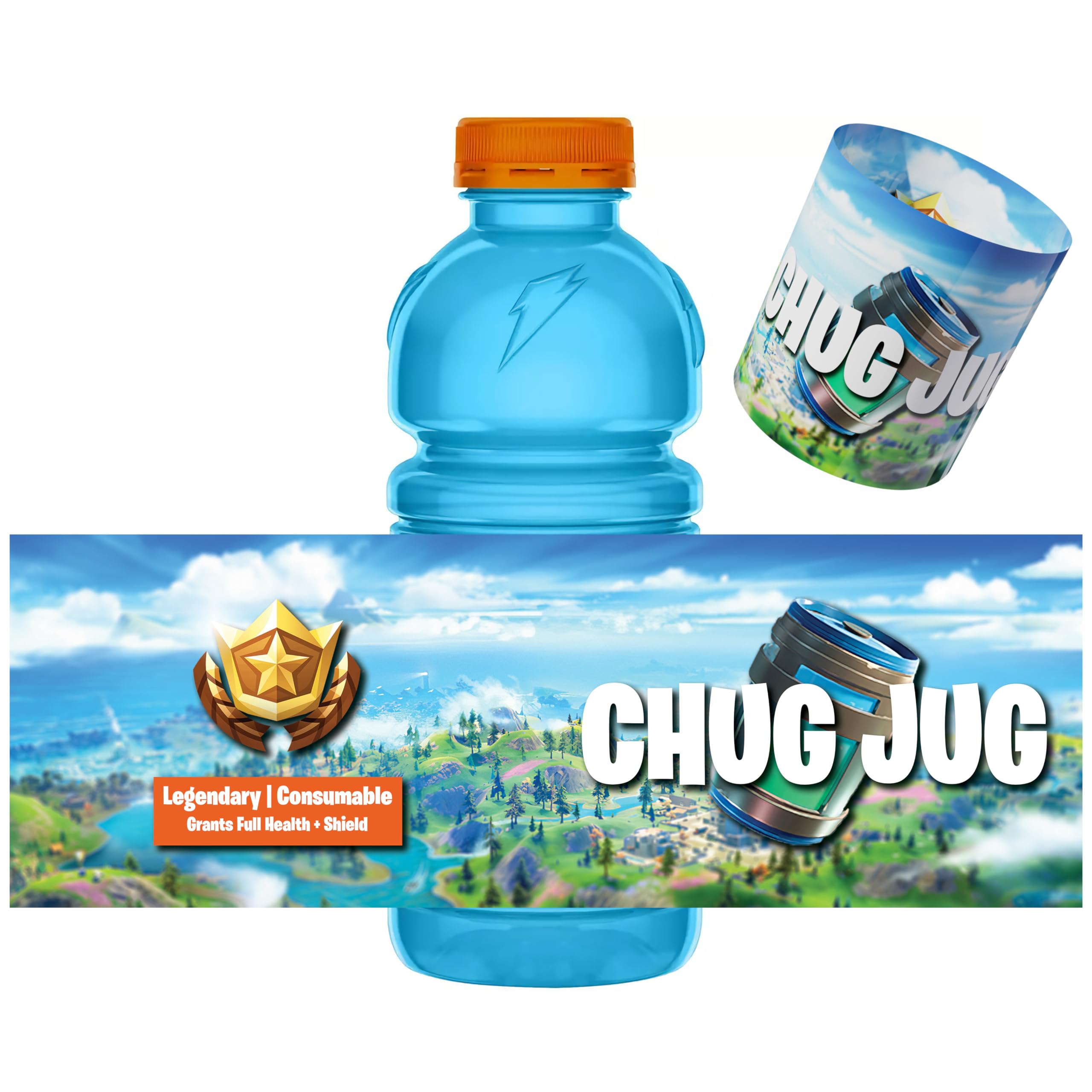 Battle Royale Party Supplies – 24 Pack Chug Jug Shrink Wrap Bottle Labels | Part