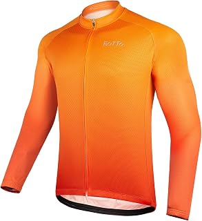 ROTTO Cycling Jersey Mens Bike Shirt Long Sleeve Gradient Color Series