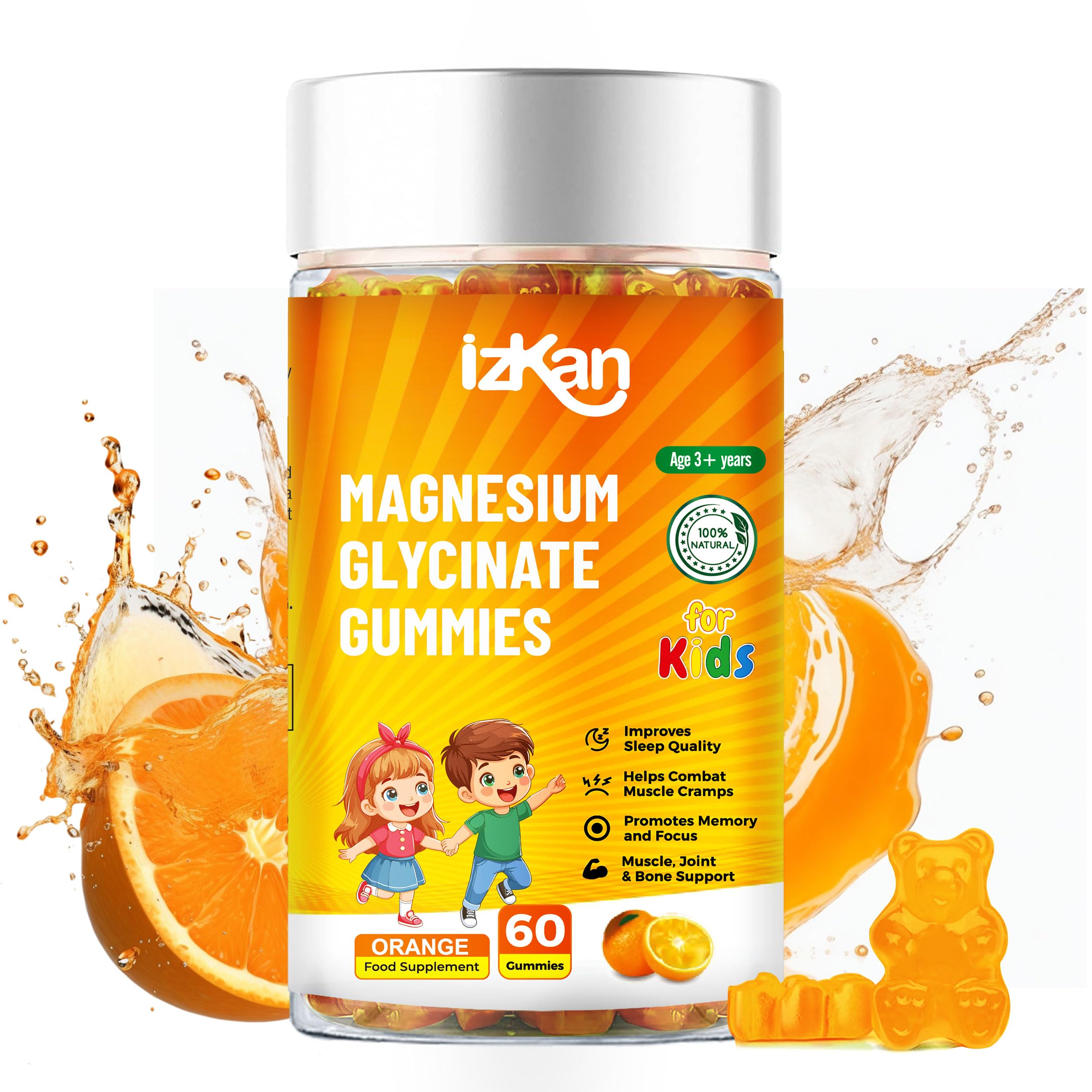 Magnesium Glycinate Gummies 100mg for Kids, Vitamin D3 Magnesium Gummies for Sle