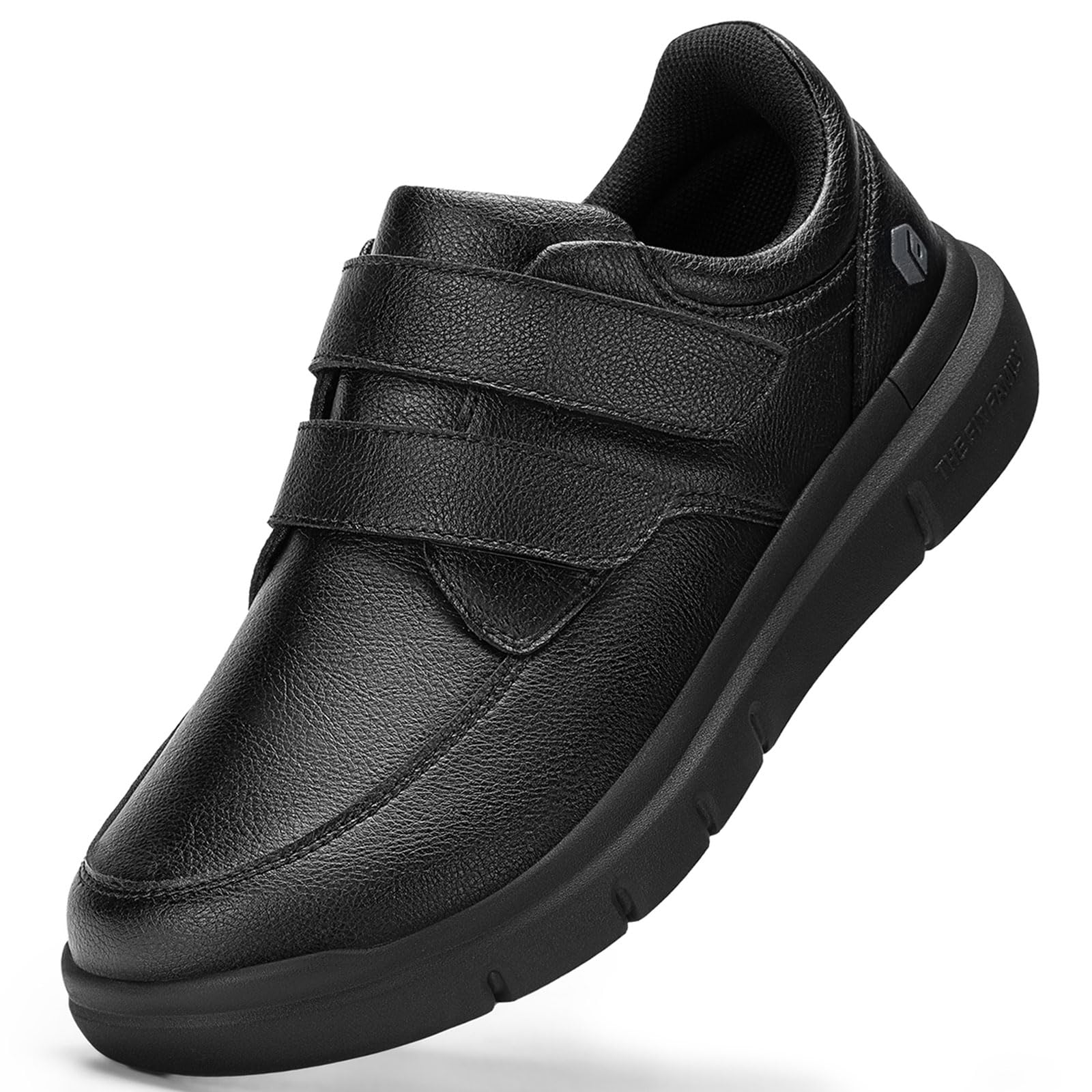 FitVille Men's Extra Wide Leather Walking Shoes with Double Strap, Comfortable O