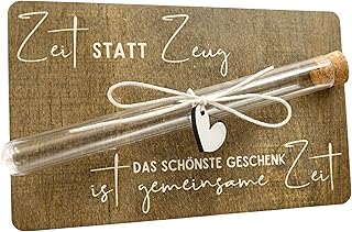 Time instead of stuff - voucher gift with test tube | wooden card as money gift packaging for time together | experience gift for partners and couples | personalised label | 10 x 16 cm