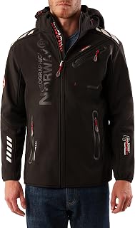 Geographical Norway Royaute Men - Men's Waterproof Softshell Hooded Jacket - Comfortable Outdoor Jacket Tactical Windbreaker - Hiking Skiing Autumn Winter Spring