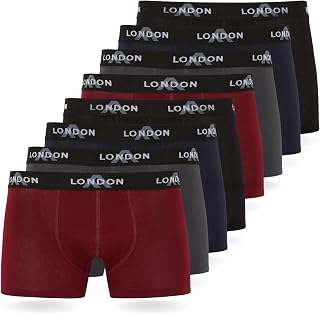 FM London Pack of 4/8 Men's Boxer Shorts with Elastic, Super Comfortable