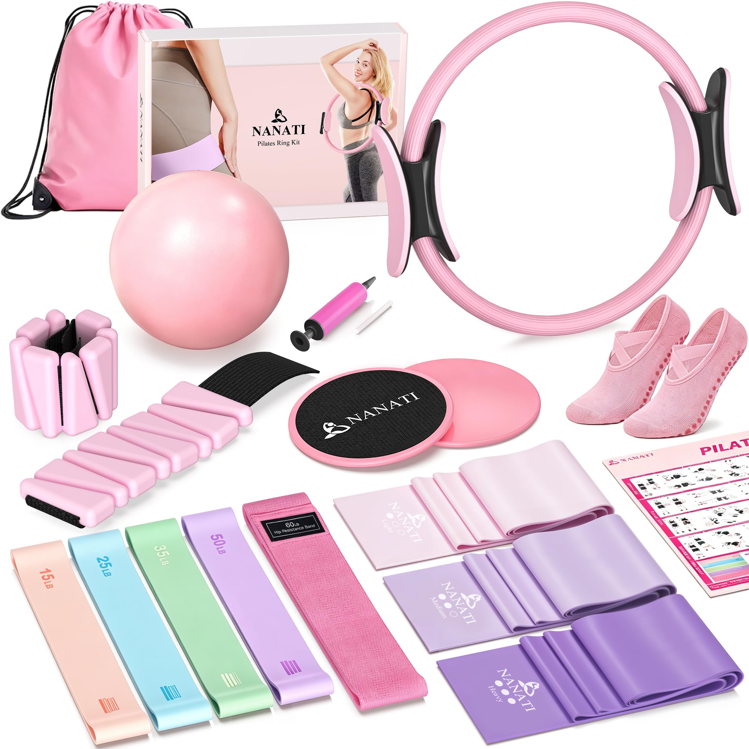 NANATI Pilates Kit, Home Pilates Workout Kit for Women, Pilates Equipment with 1