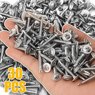 Stainless Steel Self Tapping Screws Large Flat Head Plus Self Drill Screws for Wood Sheet Metal Assortment Kit (20pcs, 19mm)