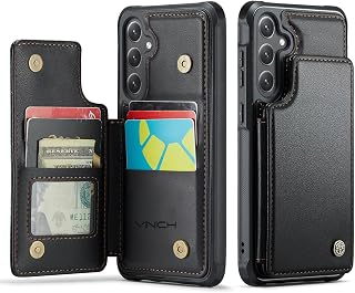 Vinich for Samsung Galaxy S24 FE Wallet Case with Card Holder, Black