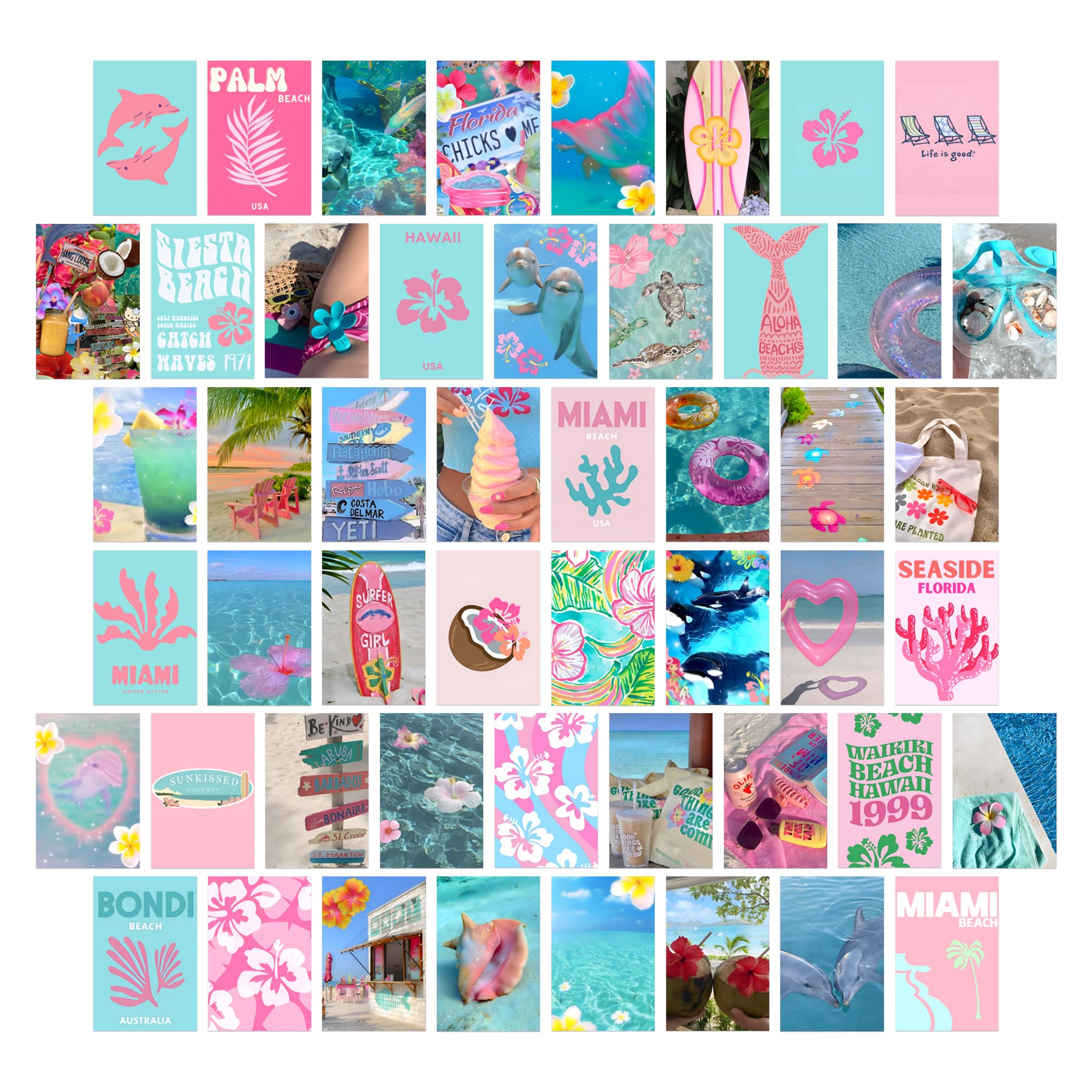 NEXVQRAZ Coastal Granddaughter Room Decor, Pink and Blue Wall Collage Kit 50 Pcs