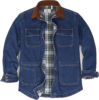 ZENTHACE Mens Work Shirt Flannel Lined Denim Shirt Autumn Winter