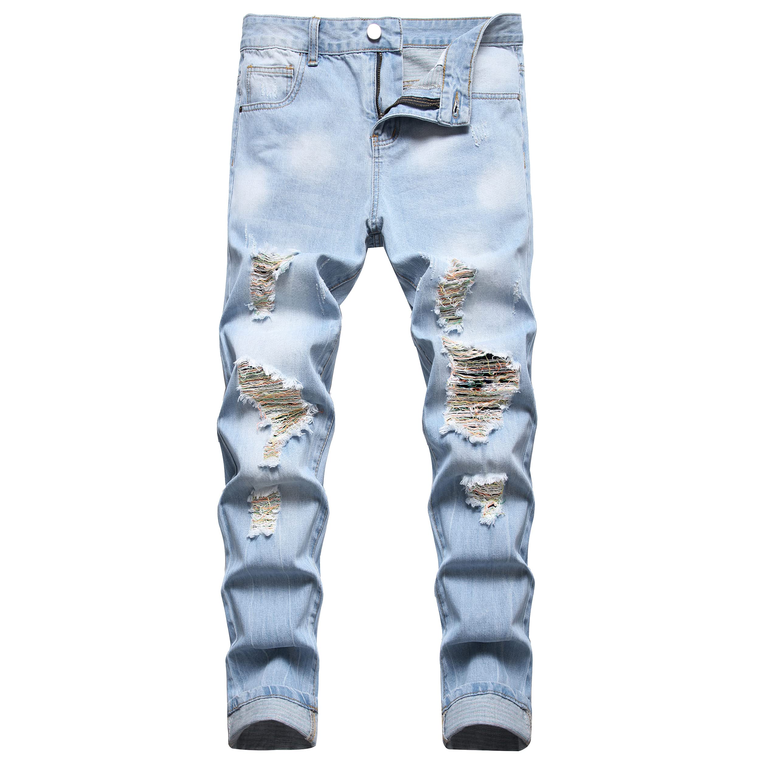 Pantalones vaqueros rasgados para hombre, pantalones de mezclilla de moda con pi