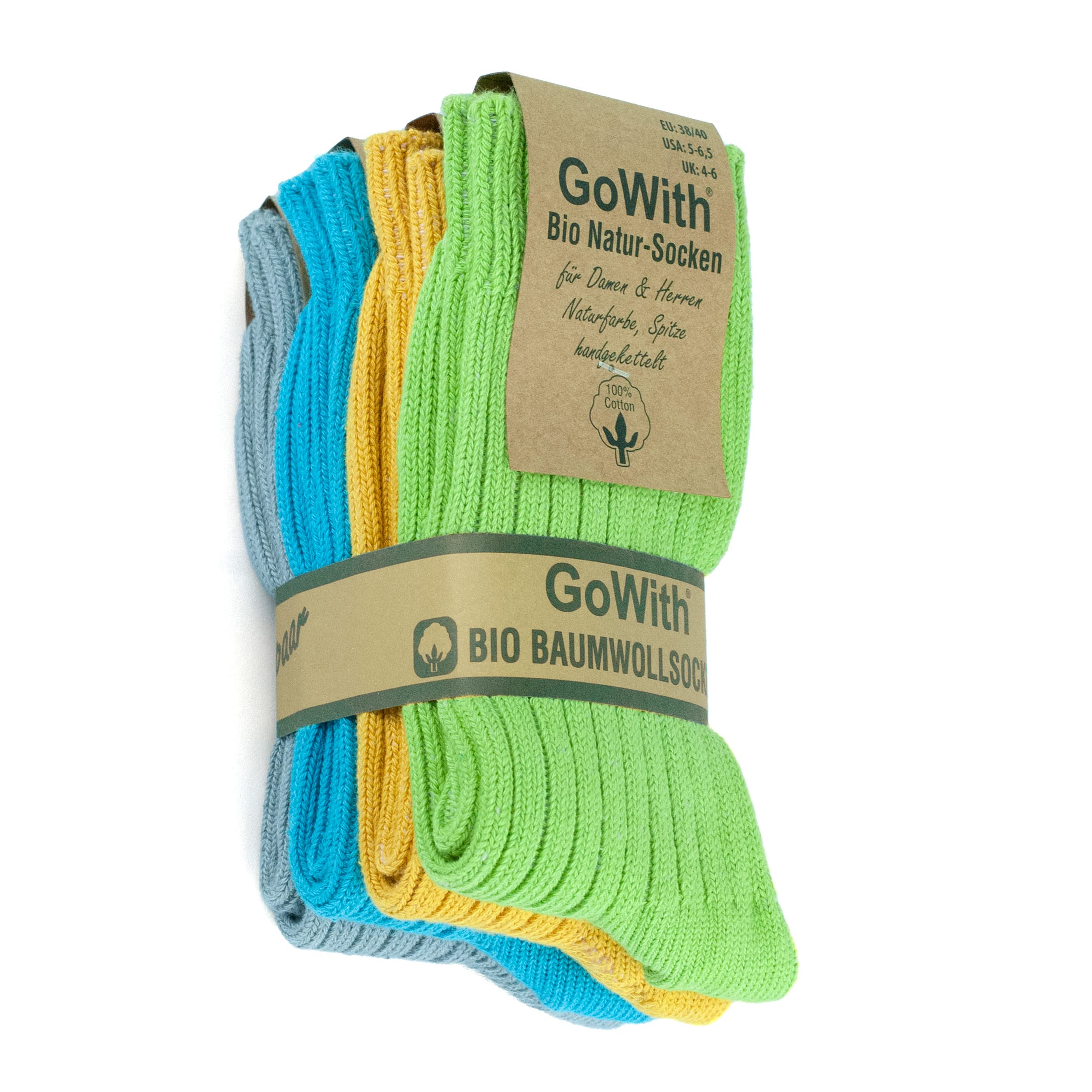 GoWith 4-5 Pairs Unisex Natural 97% Cotton Comfortable Cozy Breathable Seamless 
