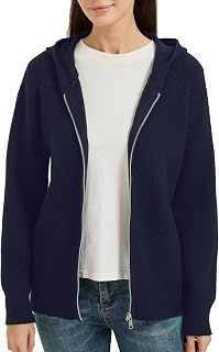 Tronjori Womens Zip up Hooded Cardigan Knitted Hoodies Raglan Sleeve Sweaters Jacket Outerwear Fall Winter