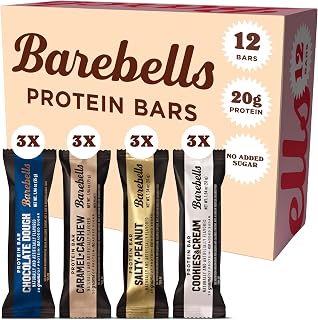 Barebells Classics Protein Bars Variety Pack, 12 Bars, 20g Protein | Classics Variety Pack, 1g Total Sugars, 4 Fan-Favorite Flavors, Chocolate-Covered Bars, Perfect On-the-Go Snack & Breakfast