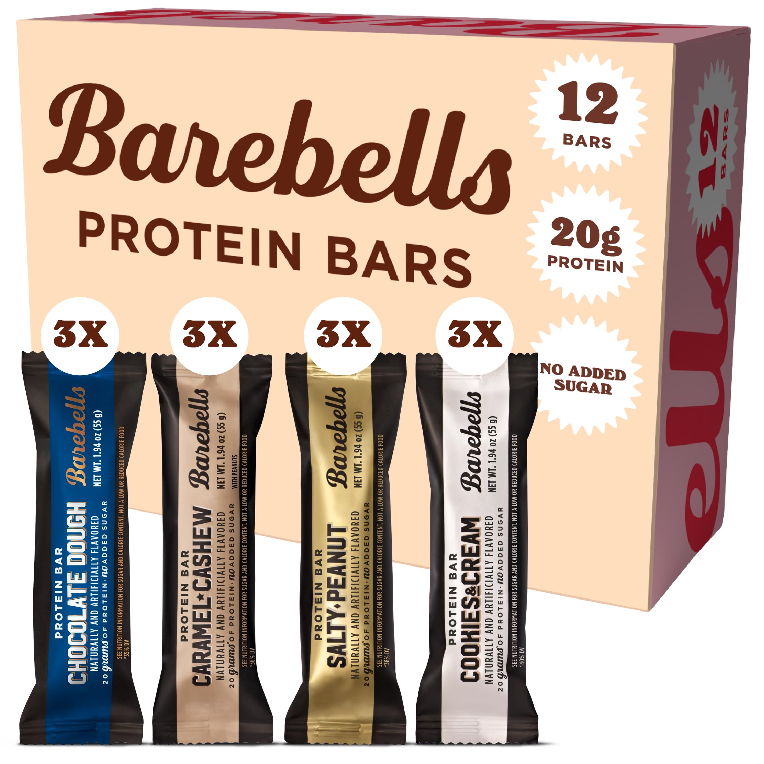 Barebells Classics Protein Bars Variety Pack, 12 Bars, 20g Protein | Classics Va