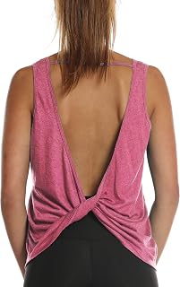 icyzone Women's Sleeveless Sports Tank Top Yoga Shirt Open Back Gym Exercise Running Tank Tops
