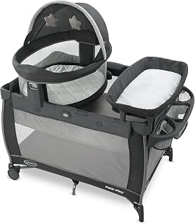 Graco Travel Dome LX Pack 'n Play Playard, Redmond | 5 Modes: Elevated &amp; Full-Size Infant Bassinet, Lift-Out Bassinet, Diaper Changer, &amp; Toddler Playard; Travel-Ready
