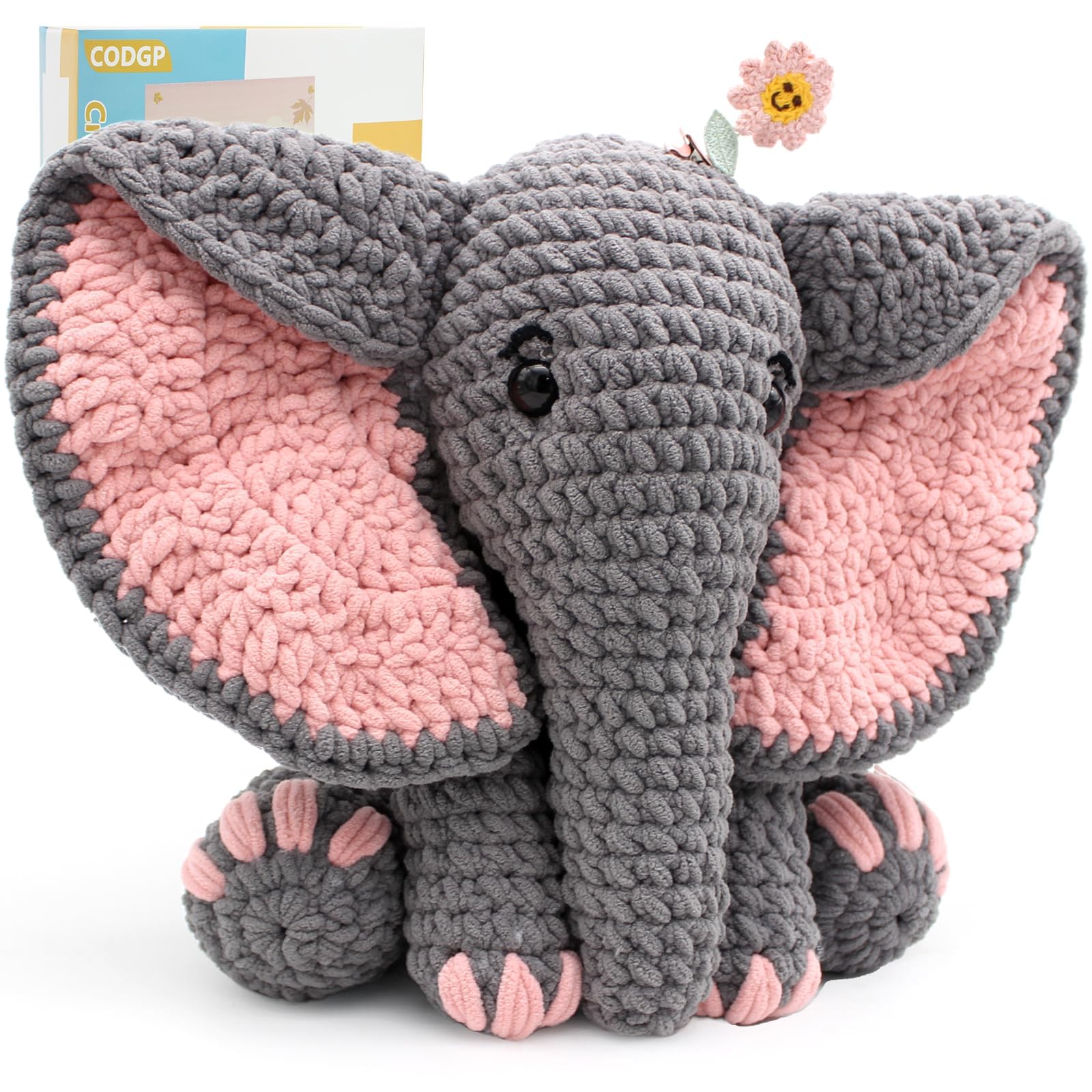 CODGP Crochet Kit for Beginners, 13-Inch Elephant Crochet Kit for Adults | Croch