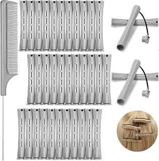 WILLBOND 36 Pcs Perm Rods, Gray, 0.59 Inch | Cold Wave Hair Rollers with Rat Tail Comb, Clips, For Long Short Hair, Reusable Curl Rods for Salon Home Perming