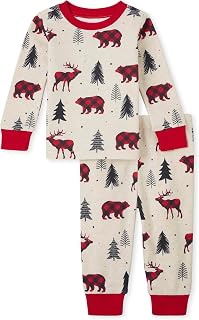 The Children's Place,Family Matching Christmas Holiday Pajamas Sets, Snug Fit 100% Cotton, Adult, Big Kid, Toddler, Baby,Baby & Toddler - PJ Set,Buff Bear,12-18 Months