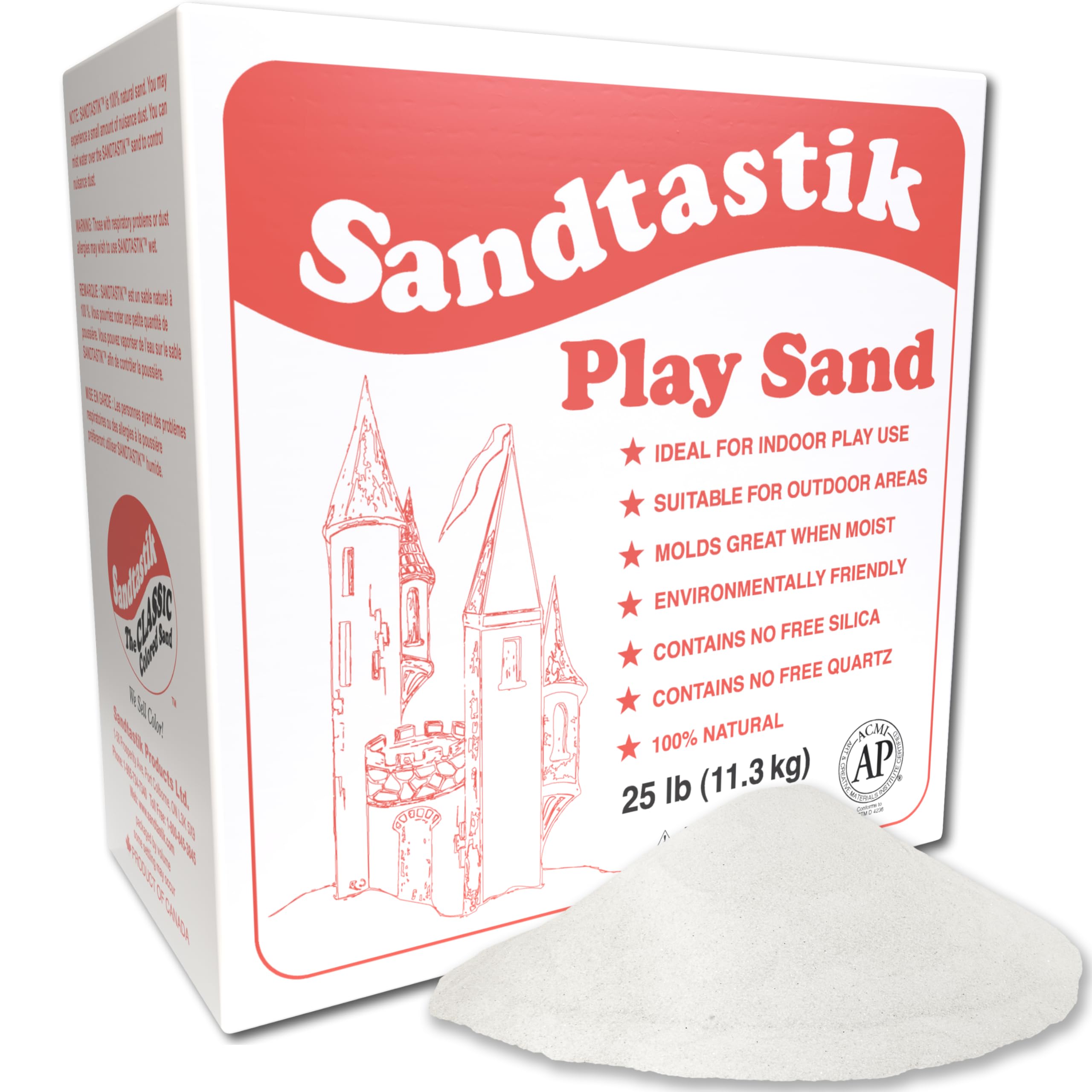 Sandtastik Sparkling White Play Sand - Certified Safe, 25 lb (11.3 kg) | Fill Sa