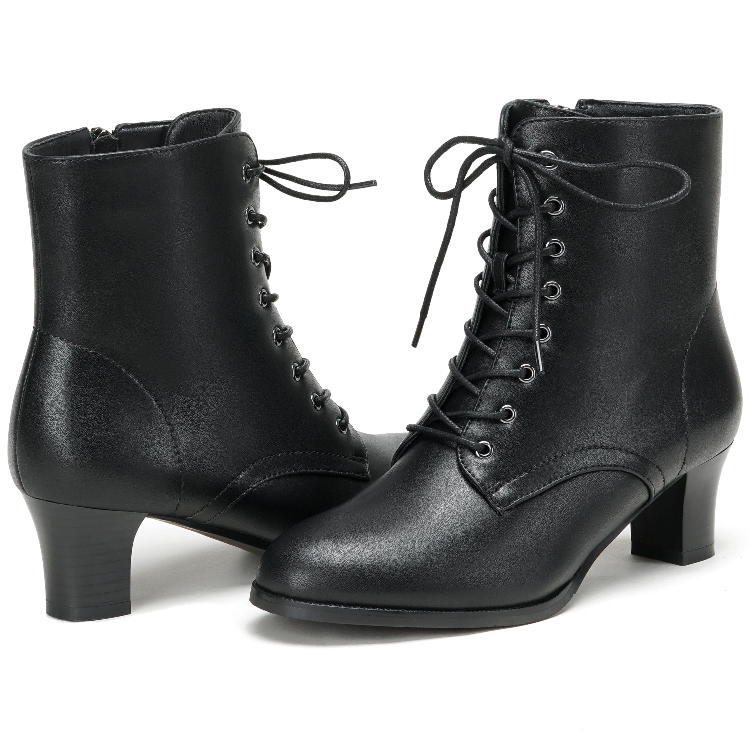 Women's Vintage Victorian Boots Lace-Up Ankle Boots Block Heel 70s Steampunk Ank