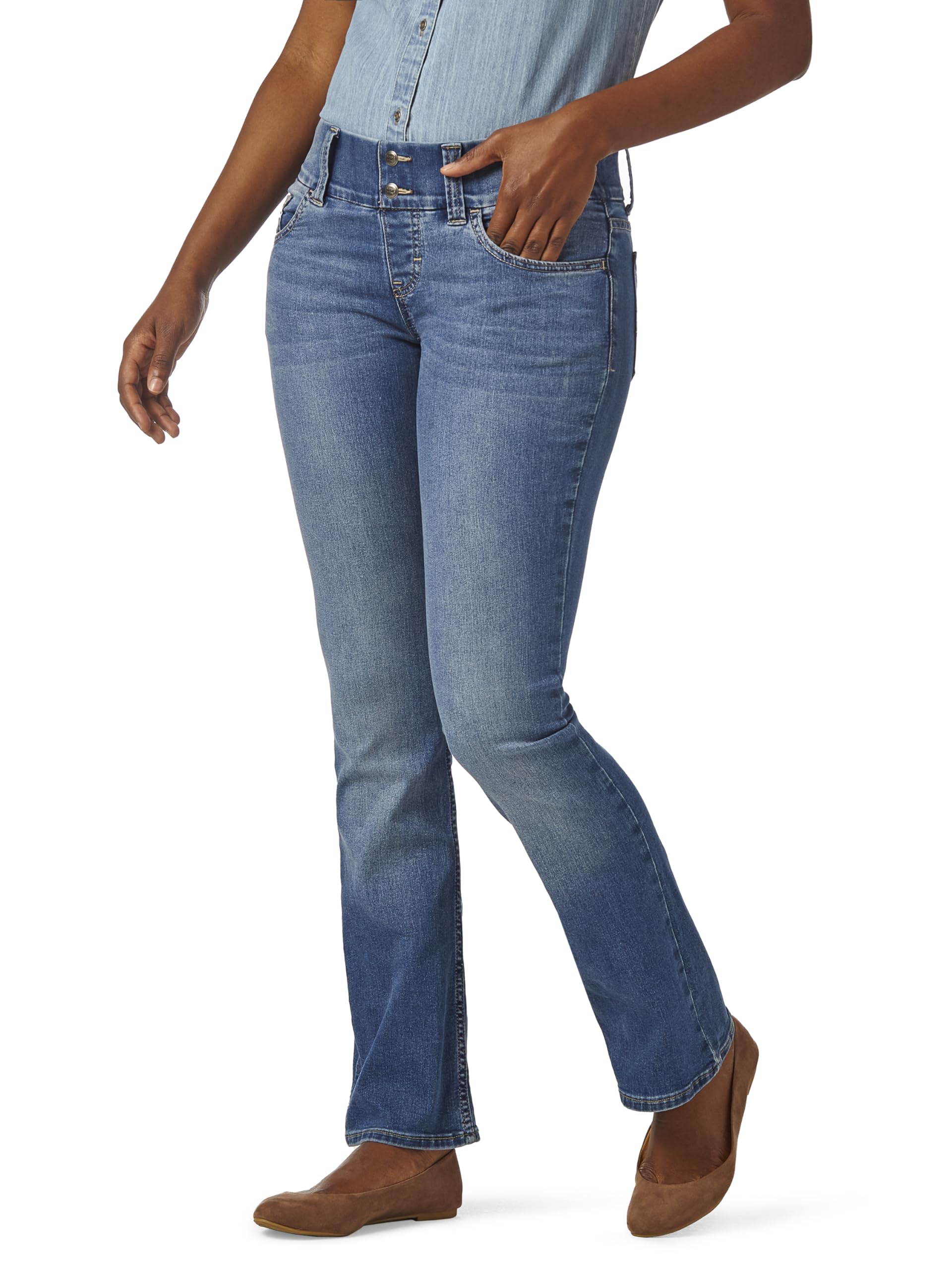 Riders Womens Pull on Waist Smoother Boot Cut Jean