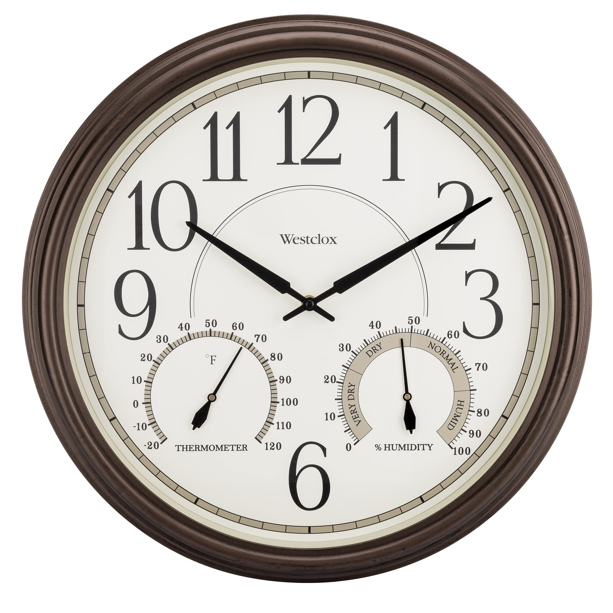 Westclox Indoor/Outdoor Wall Clock with Temperature & Humidity Gauges, Weather-R