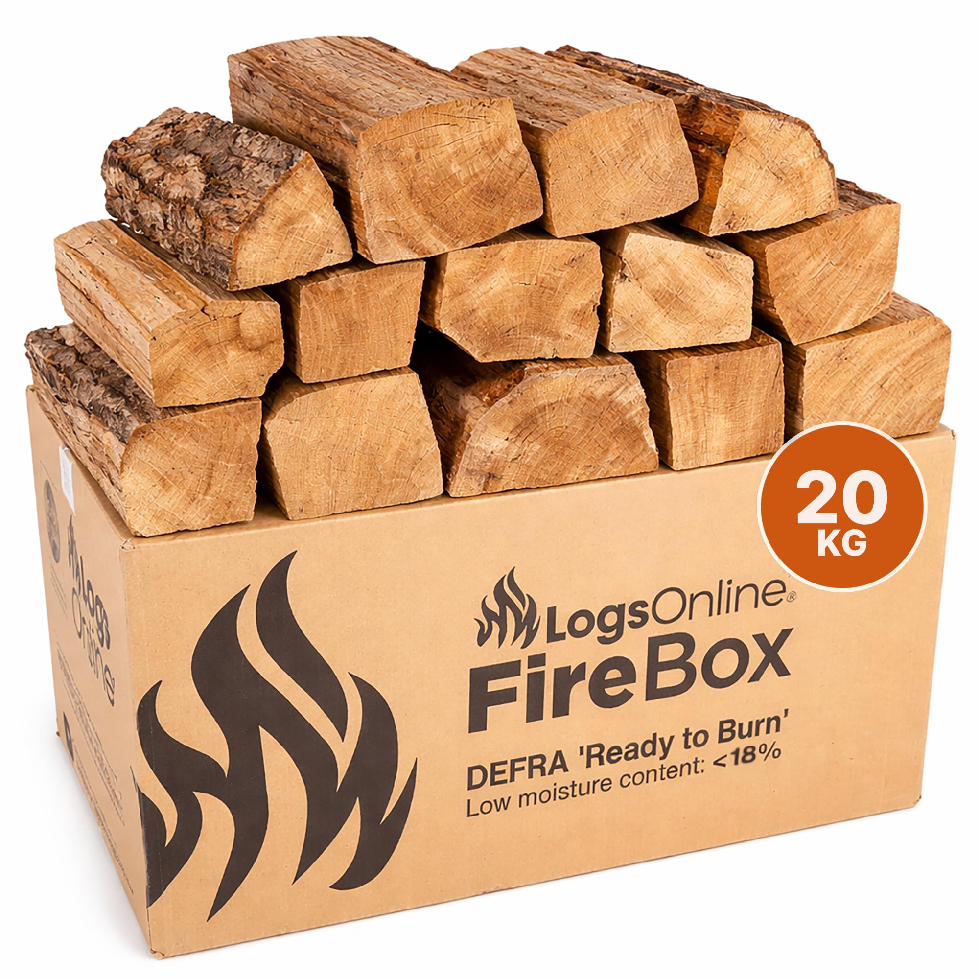 20kg Oak Kiln Dried Logs for Wood Burner, Log Burner & Stove - Firewood | DEFRA 