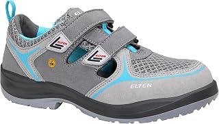 ELTEN Mila Aqua Easy ESD S1 Safety Shoes, Women, Textile, Steel Toe, Lightweight, Sporty, Grey/Turquoise, Size: