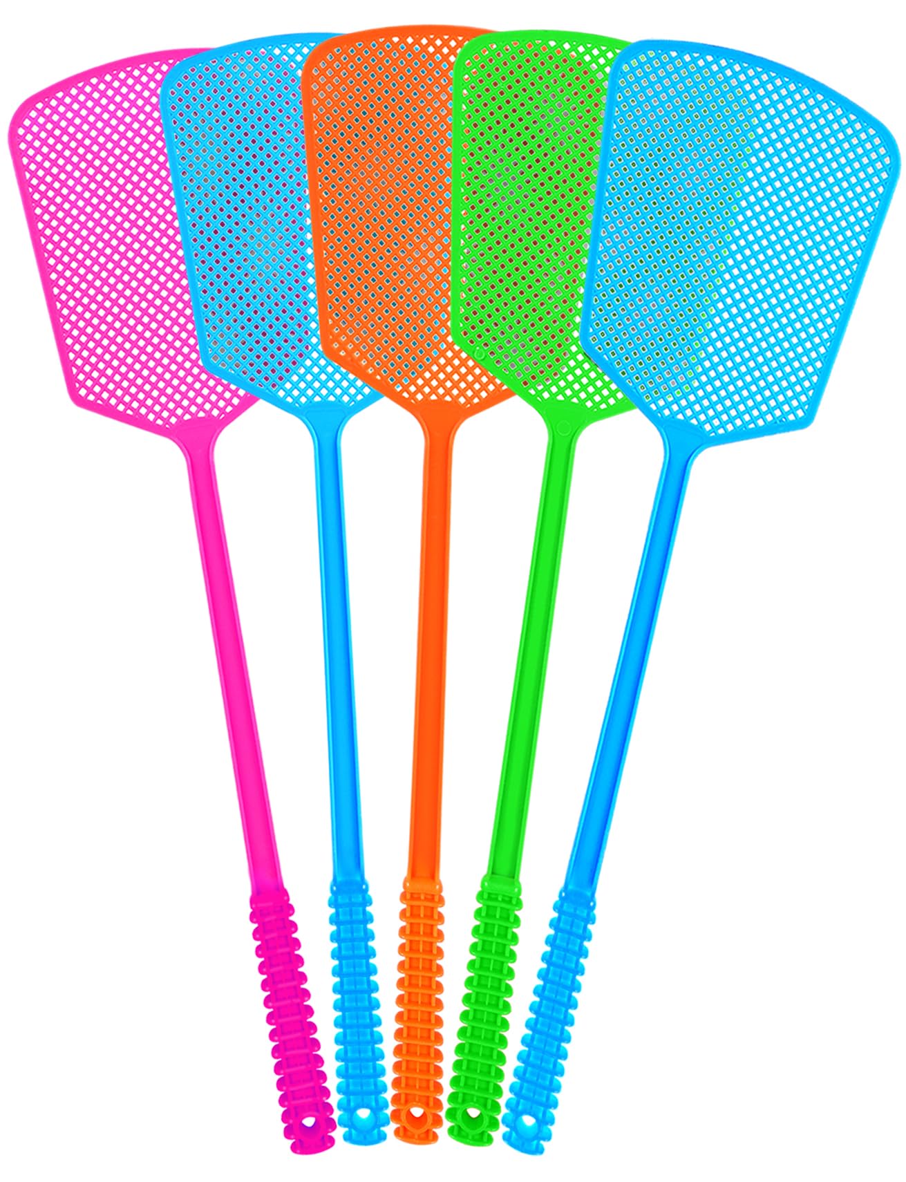Fly Swatter,5 Pack Plastic Heavy Duty Manual Fly Killer, Long Handle Flyswatter,