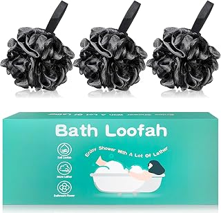 Amazerbst loofah,Shower Puff for Women and Men, Soft Body Scrubber Bath Sponge Set of 3
