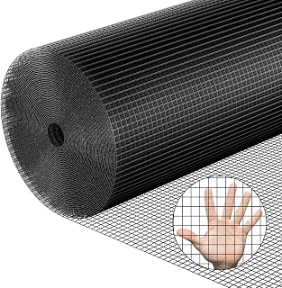 Hardware Cloth 1/2 inch 48 x 50 ft Heavy Duty Black Chicken Wire Fencing 19 Gauge Vinyl Coated Welded Wire Mesh Roll PVC Hardware Cloth Chicken Wire Fencing Garden Fence Tree Guard