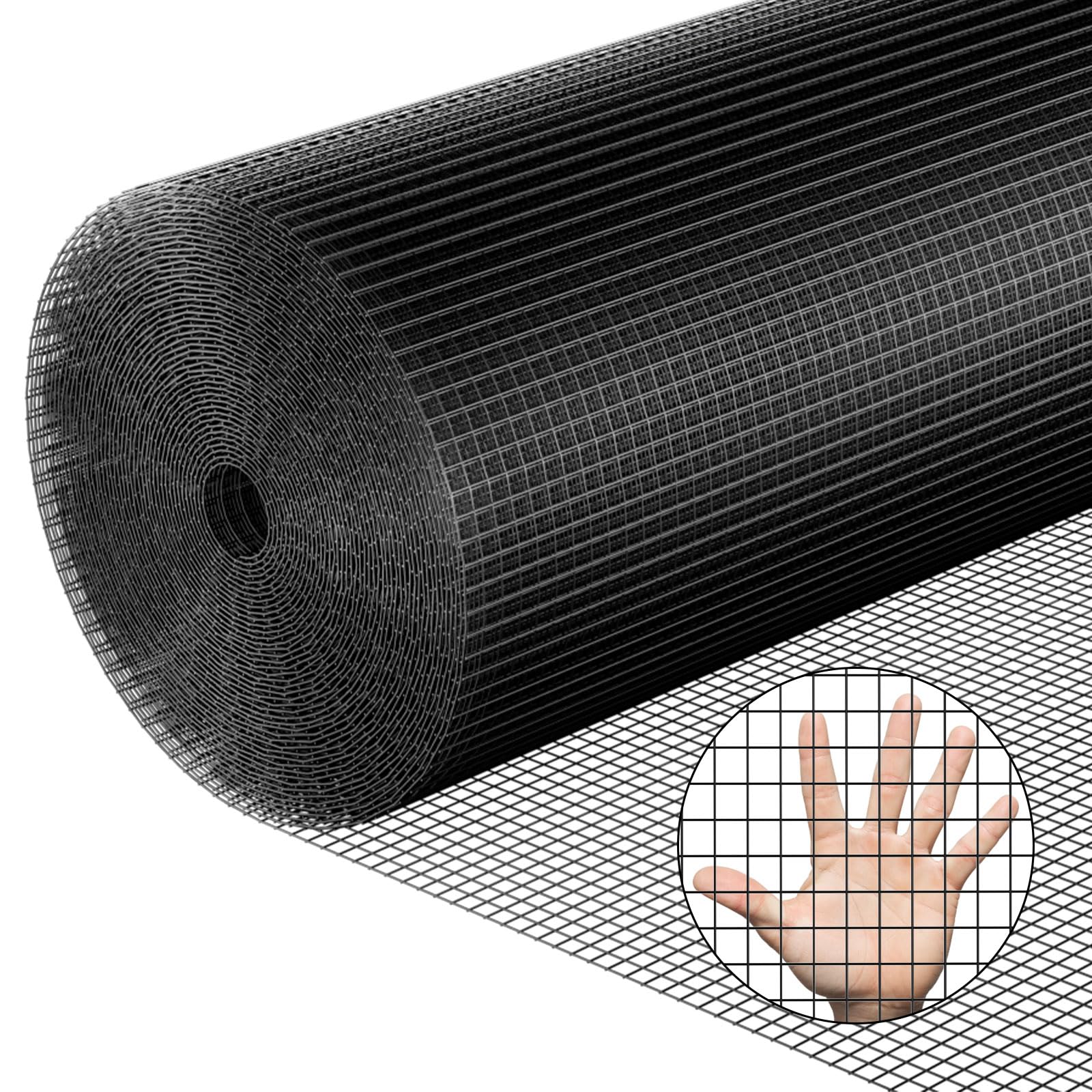 Hardware Cloth 1/2 inch 48 x 50 ft Heavy Duty Black Chicken Wire Fencing 19 Gaug