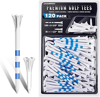 CHAMPKEY Professional 5 Prongs Golf Tees 120 Pack | 100 Driver Tees with 20 Iron Tees Mixed Pack | Low Friction and Resistance Golf Plastic Tees