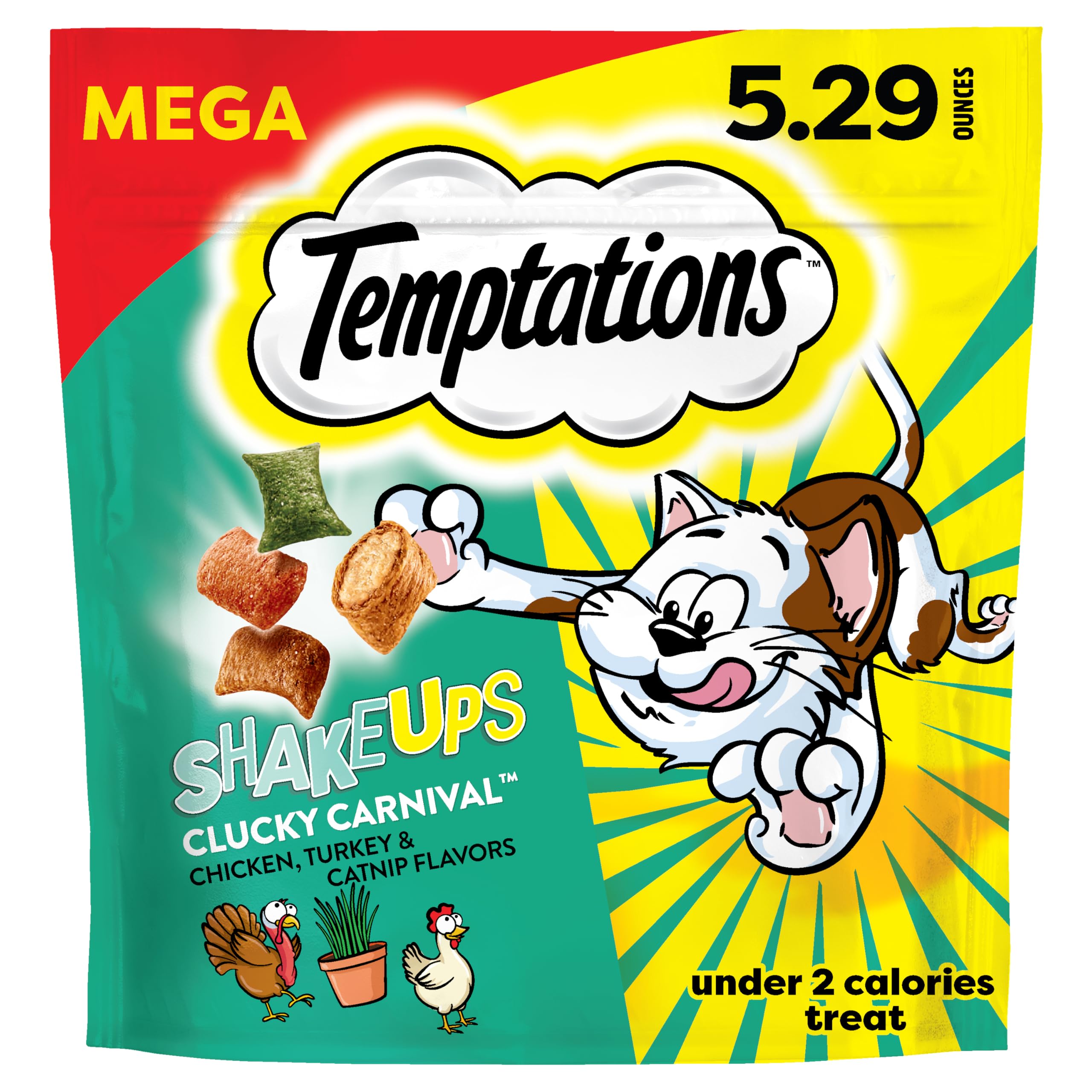 Temptations ShakeUps Crunchy Cat Treats, Clucky Carnival, 5.29 oz | Chicken, tur