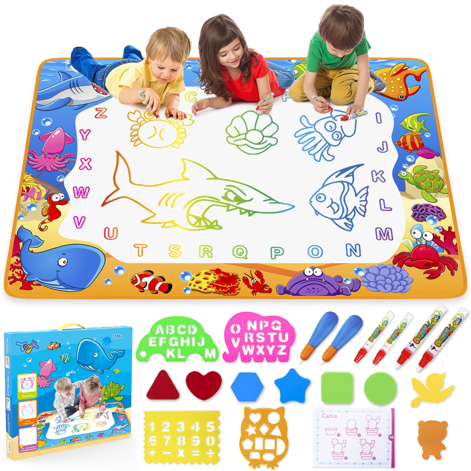 Water Doodle Mat - Kids Color Painting Toy, Gift Set for Toddlers 2-7 | Great Ed