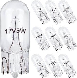 194 Bulb License Plate and Landscape Light Bulbs W5W 12V 5W for Tag Light, Side Marker, Trunk, Brake, Map Light Bulb - T5, T10 Wedge Base Low Voltage Landscape Lighting Bulbs - Long Life 10 Pack
